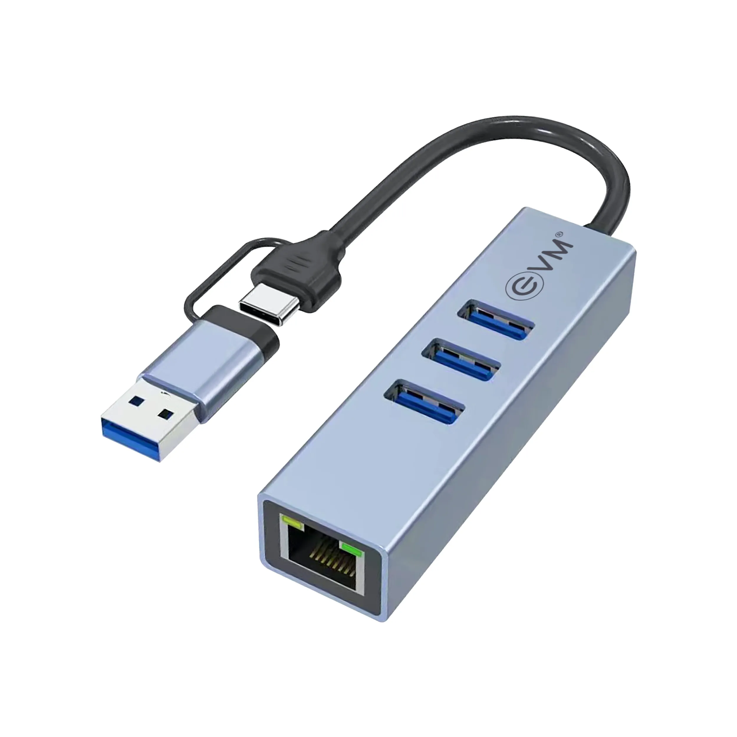 EVM Type-C + USB to USB HUB 3 Port 3.0 With Giga LAN (CAGiga-HUB)